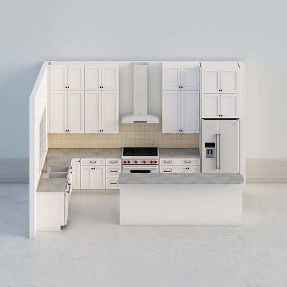 Modern Low-Poly Kitchen 3D model Design