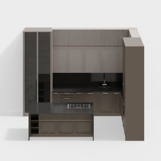 Elegant Low-Polygon Kitchen 3D Model Design