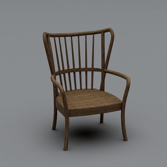 Vintage Wooden Armchair 3D model