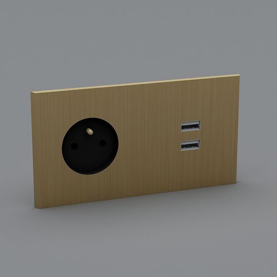 Low-Poly 3D Socket Panel Model