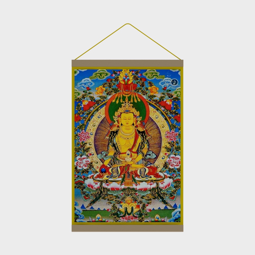 Buddha statue hanging picture in the Buddhist hall