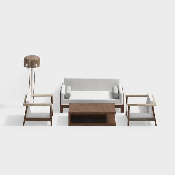 Modern Minimalist 3D Furniture Set Model