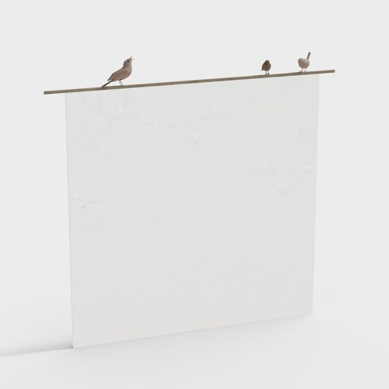 Poetic Minimalist 3D Model with Birds