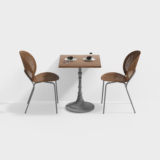 Elegant Simple Coffee Table and Chairs 3D model