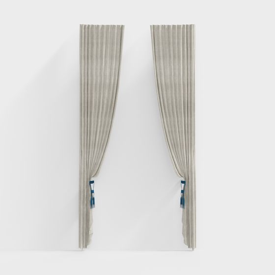 Elegant Low-Polygon Curtain 3D Model