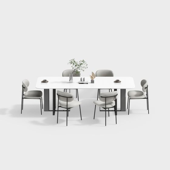 Modern Black Dining Table 3D Model