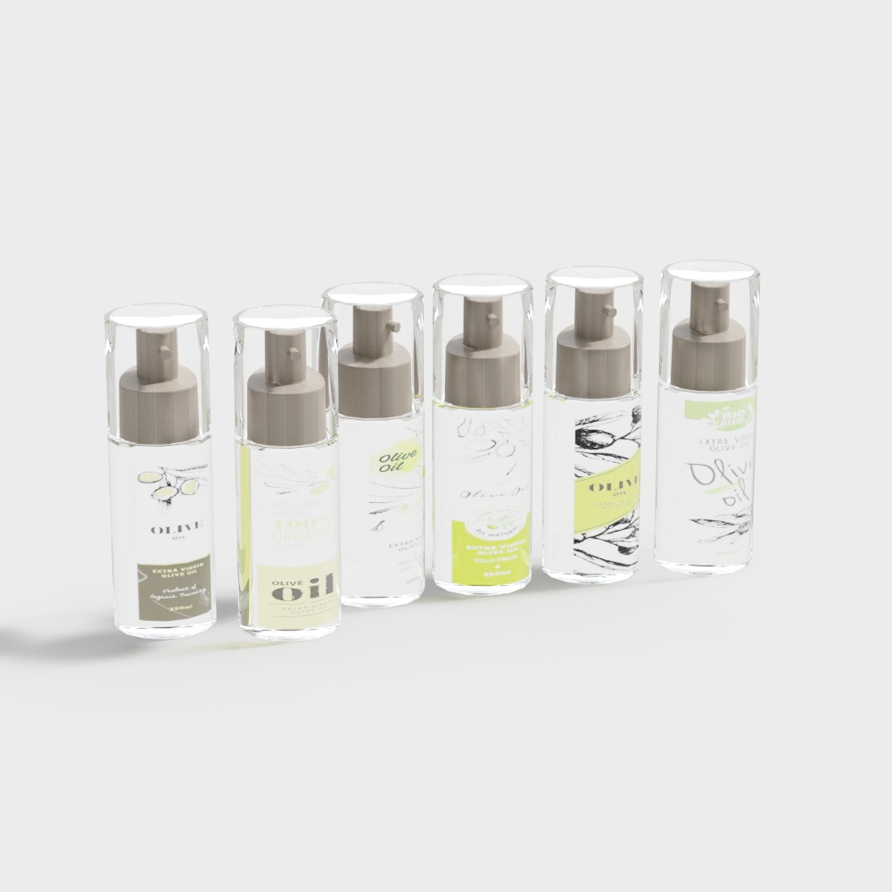 Realistic Olive Oil Spray Bottles 3D model