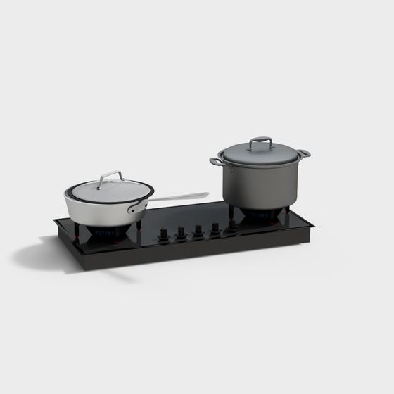 Stylish Low-Polygon Gas Stove 3D model for Modern Kitchens