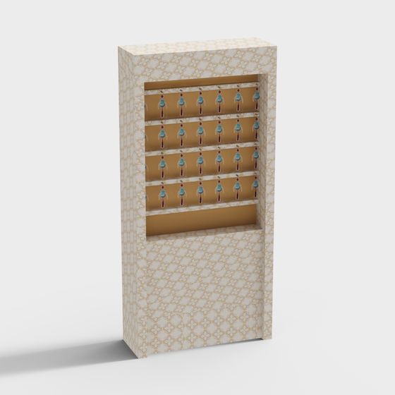 Elegant Low-Polygon Display Cabinet 3D model