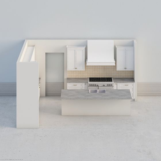 Modern Minimalist Kitchen 3D model Design