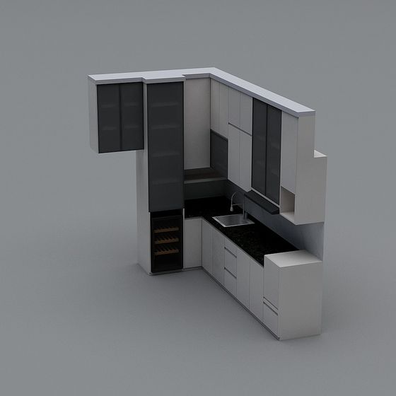 Modern Minimalist Kitchen 3D Model