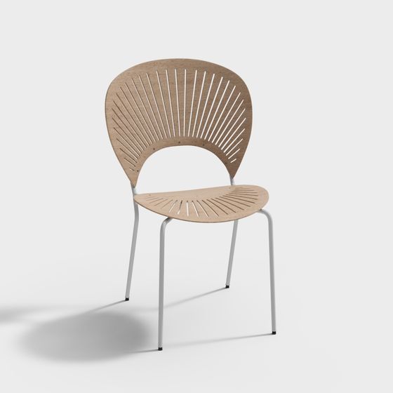 Stylish Fan-Shaped Wooden Chair 3D model