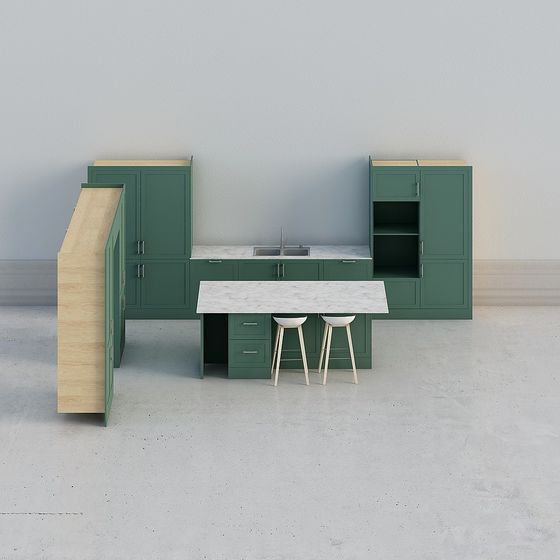 Modern Minimalist Kitchen 3D Model Design