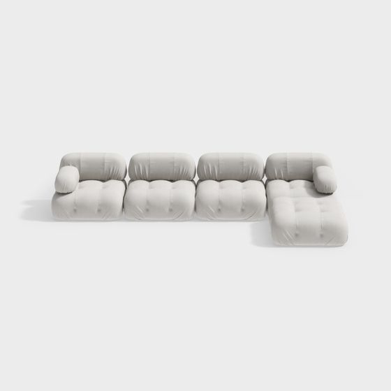 Elegant Low-Polygon 3D Sofa Model for Modern Interiors
