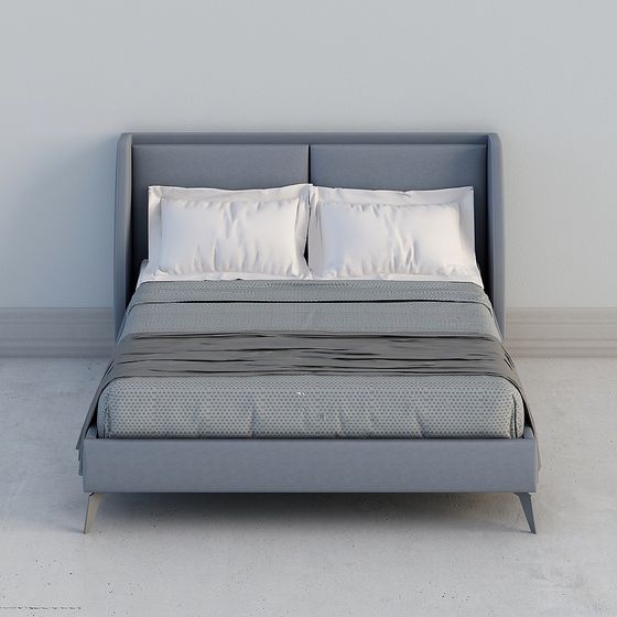 Elegant Low-Polygon Bed Frame 3D model for Contemporary Spaces