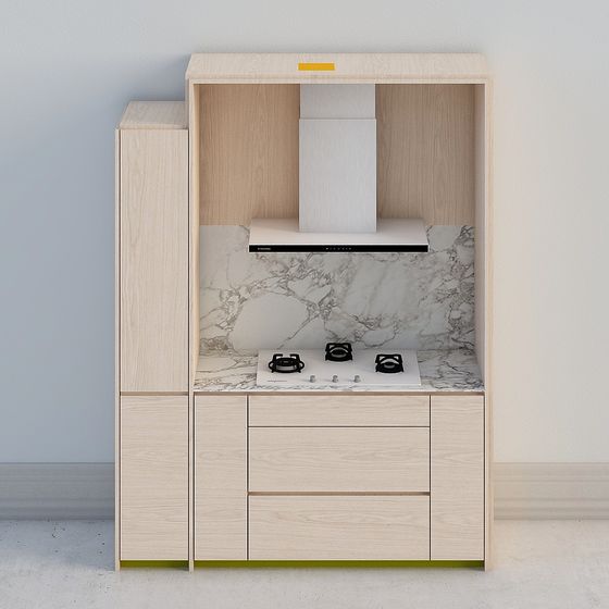 Modern Low-Poly Kitchen Cabinet 3D Model