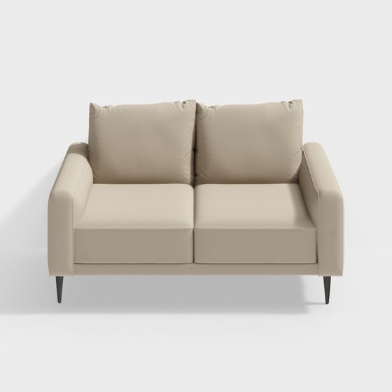 Elegant Minimalist Double Sofa 3D model