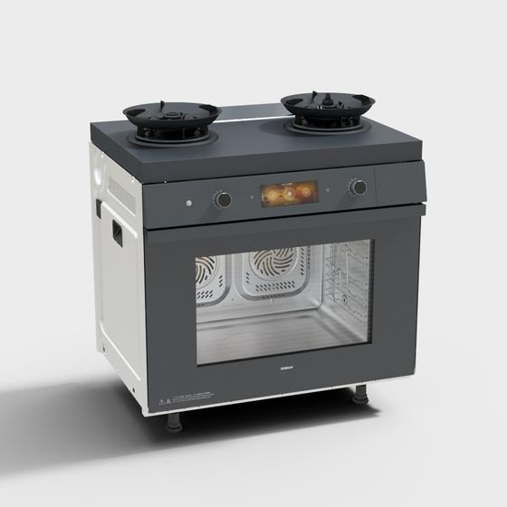Sleek Gray Metal Gas Stove 3D model for Stylish Kitchens
