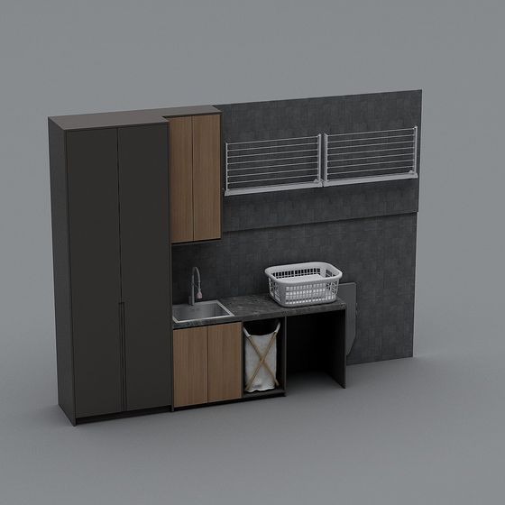 Urban Laundry Room 3D model for Creative Spaces