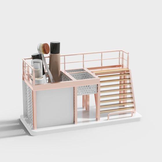 Elegant Pink Makeup Vanity 3D model