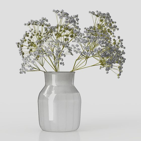 Glass Vase with Daisy 3D model