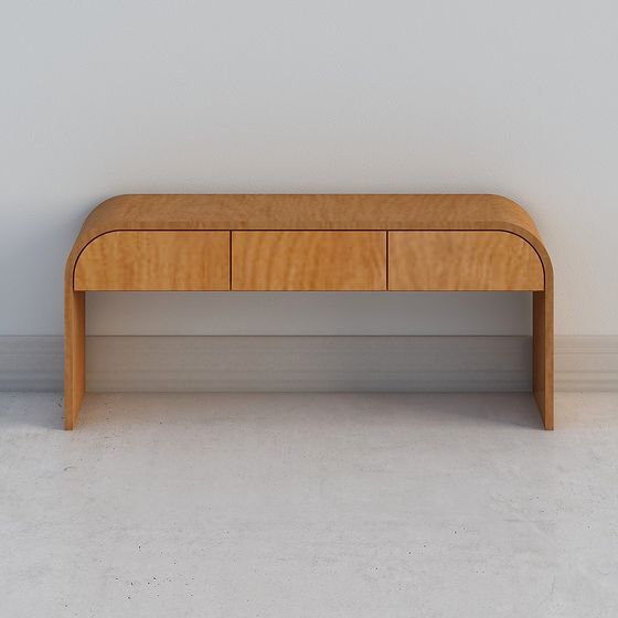 Elegant Curved Wood Table 3D Model for Creative Use