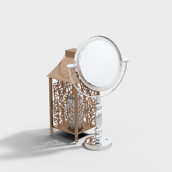 Elegant Makeup Mirror 3D model for Modern and Classic Fusion