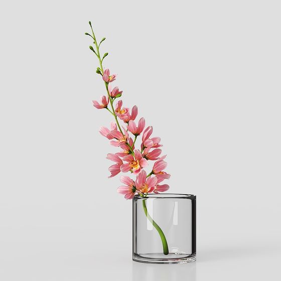 Glass Vase with Orchid 3D model for Creative Projects