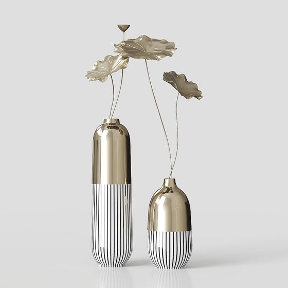 Luxe Vases 3D model - Elegant Floral Decor