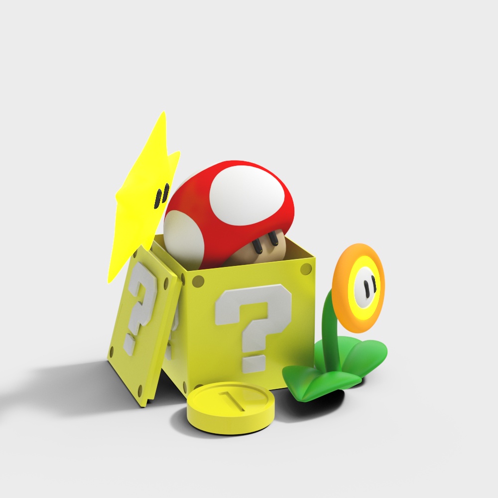 Charming Low-Poly Super Mario-Themed 3D Model