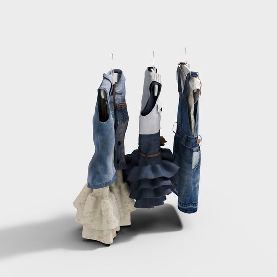 Retro Denim Hanger 3D model in Low Poly Design
