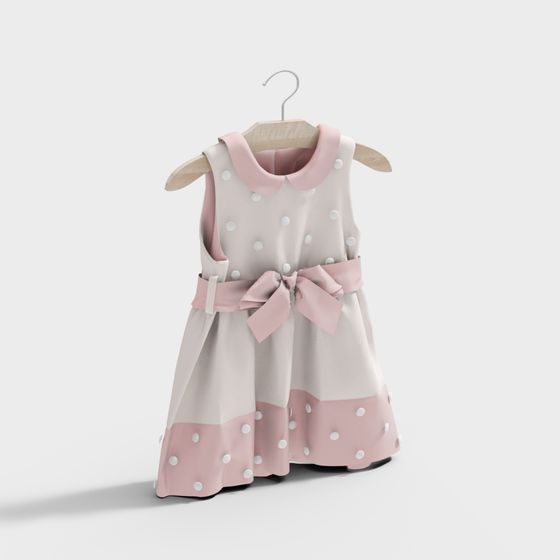 Charming Polka Dot Princess Dress 3D model