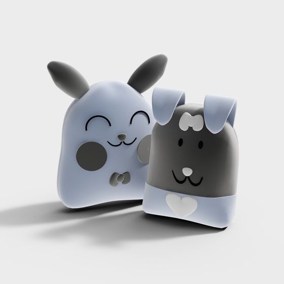 Cute Low-Poly Bunny and Cat 3D Model