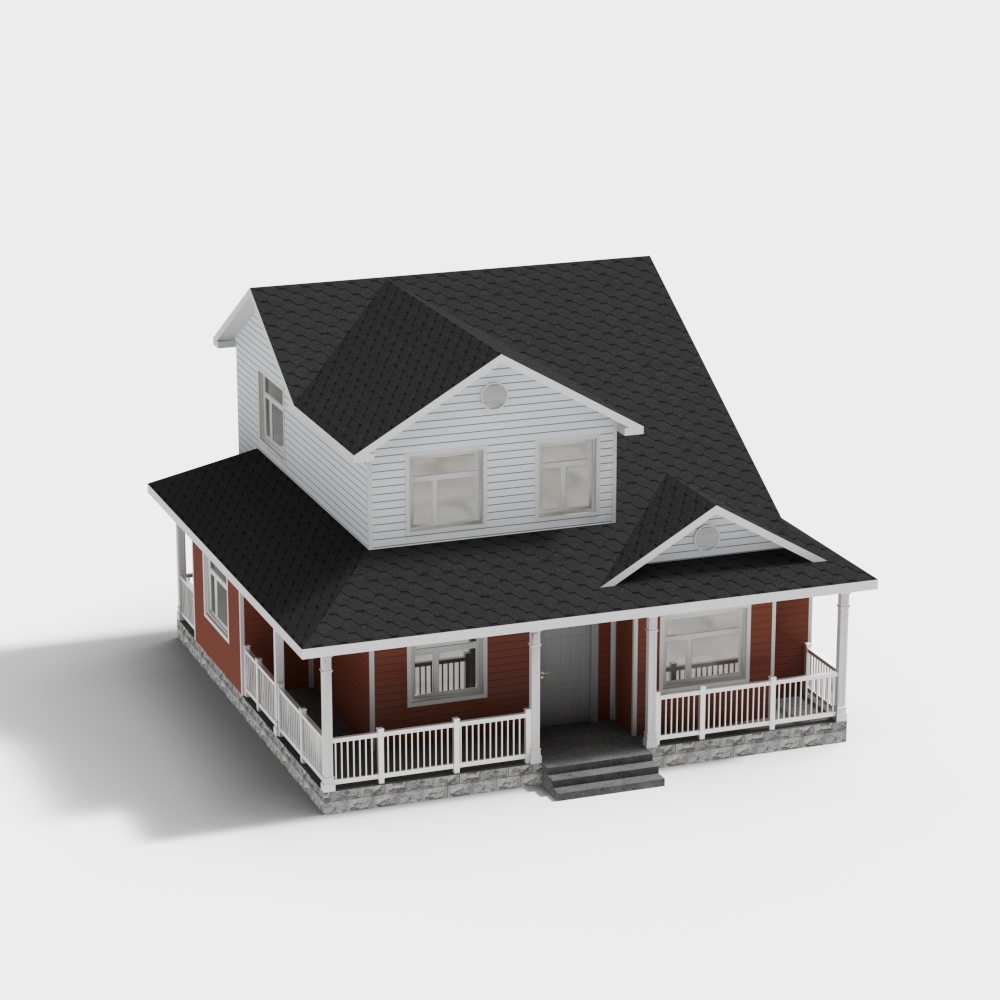 Charming Country Cottage 3D Model – Low-Poly Rural Design