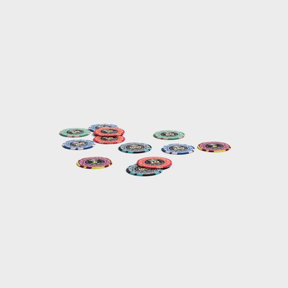 Colorful Poker Chips 3D model Set