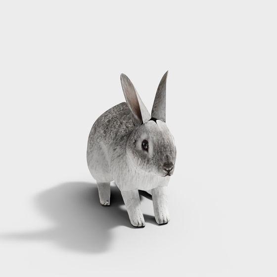 Realistic Low-Poly Bunny 3D model