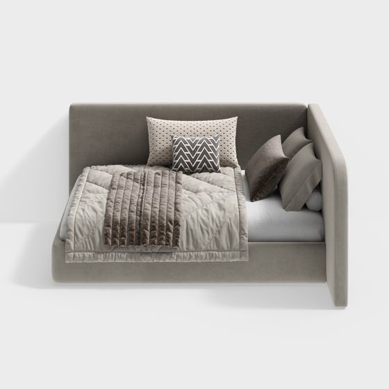 Stylish Low-Poly Bed 3D model for Cozy Bedrooms