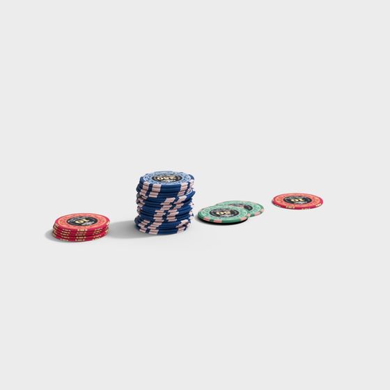 Realistic Low Poly Poker Chips 3D model