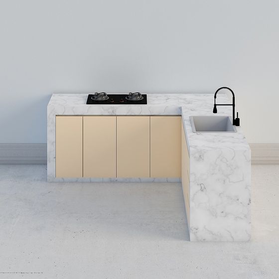 Beige Kitchen Table Top 3D Model