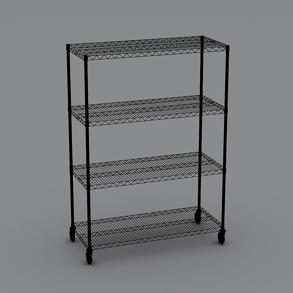 Low-Poly High-Detailed Metal Shelf 3D model