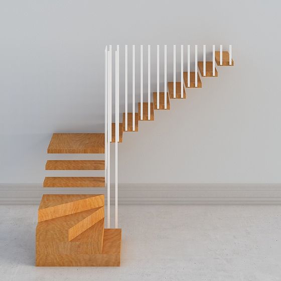 Elegant Low-Polygon Modern Staircase 3D model