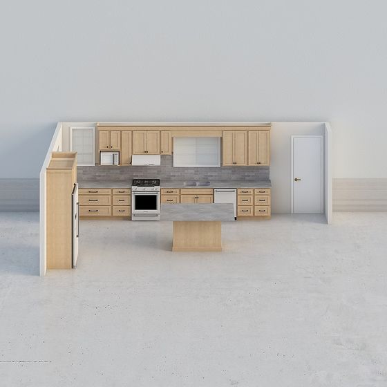 Modern Minimalist Kitchen 3D model Design