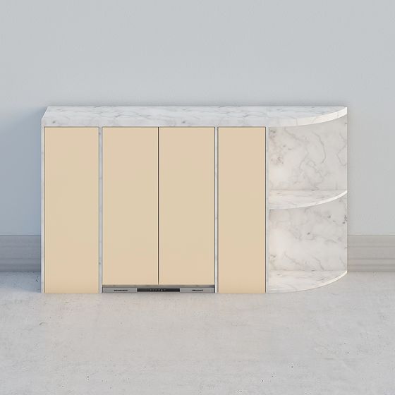 Curved Marble TV Cabinet 3D model