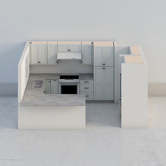 Modern Minimalist Kitchen 3D model Design