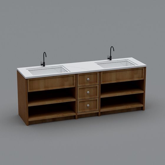 Elegant Low-Poly Bathroom Vanity 3D model