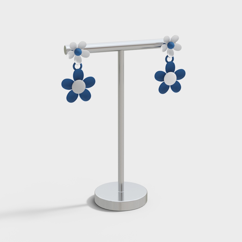 Orecchini blu a forma di fiore 1