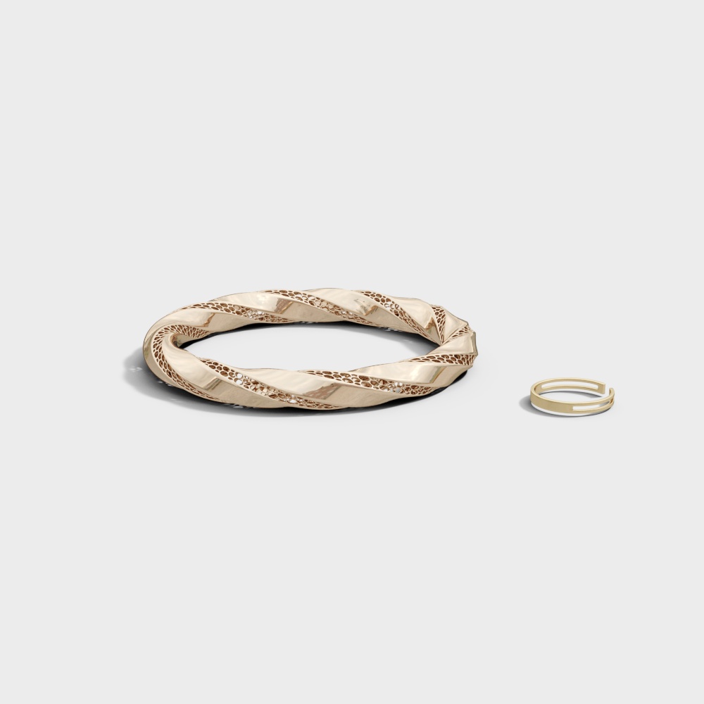 Woven Gold Bangle 3D model