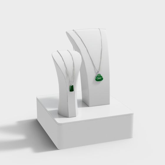 Elegant Low-Poly Necklace Display Stand 3D model
