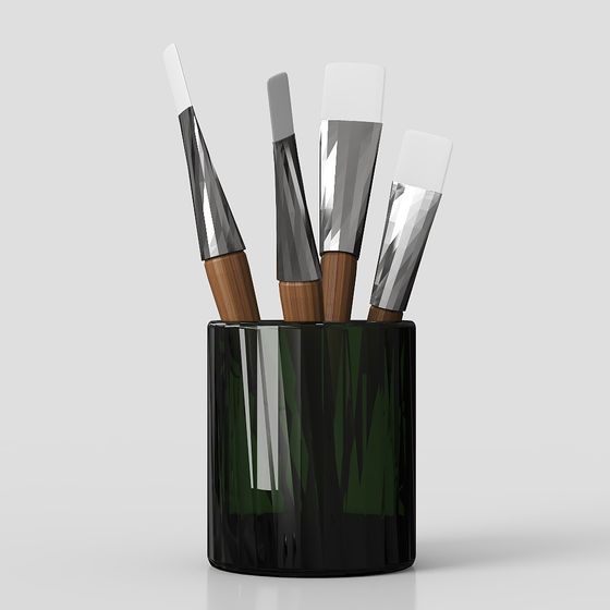 Stylish Low-Poly Pen Holder 3D Model Set