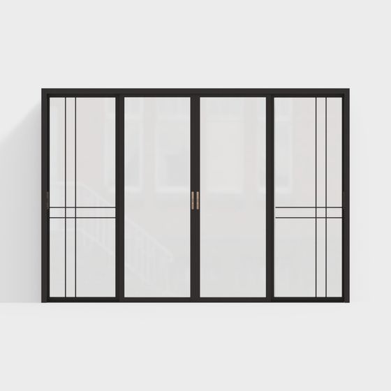 Low-Polygon Glass Sliding Door 3D Model
